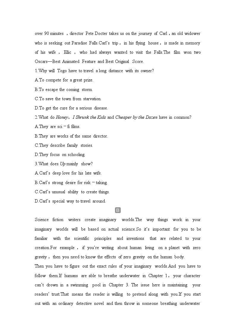 2025届人教版(2019)高中英语一轮话题复习高考题型练：话题18　小说、戏剧、诗歌、传记、文学简史、经典演讲、文学名著等（学生版)第2页