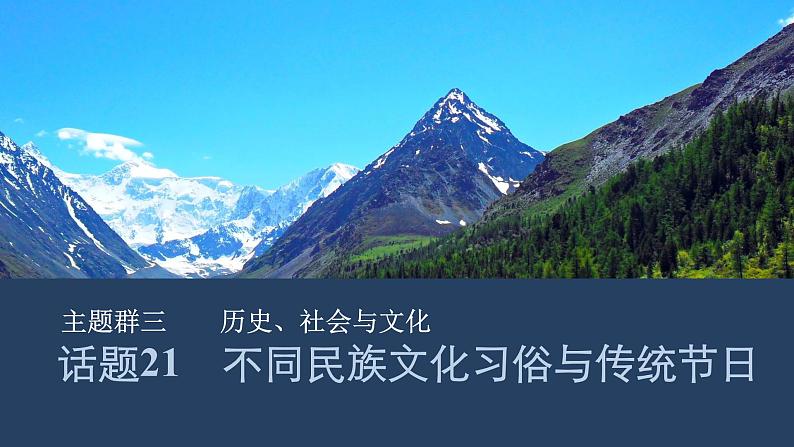 2025届人教版(2019)高中英语一轮话题复习高考题型练课件：话题21　不同民族文化习俗与传统节日第1页