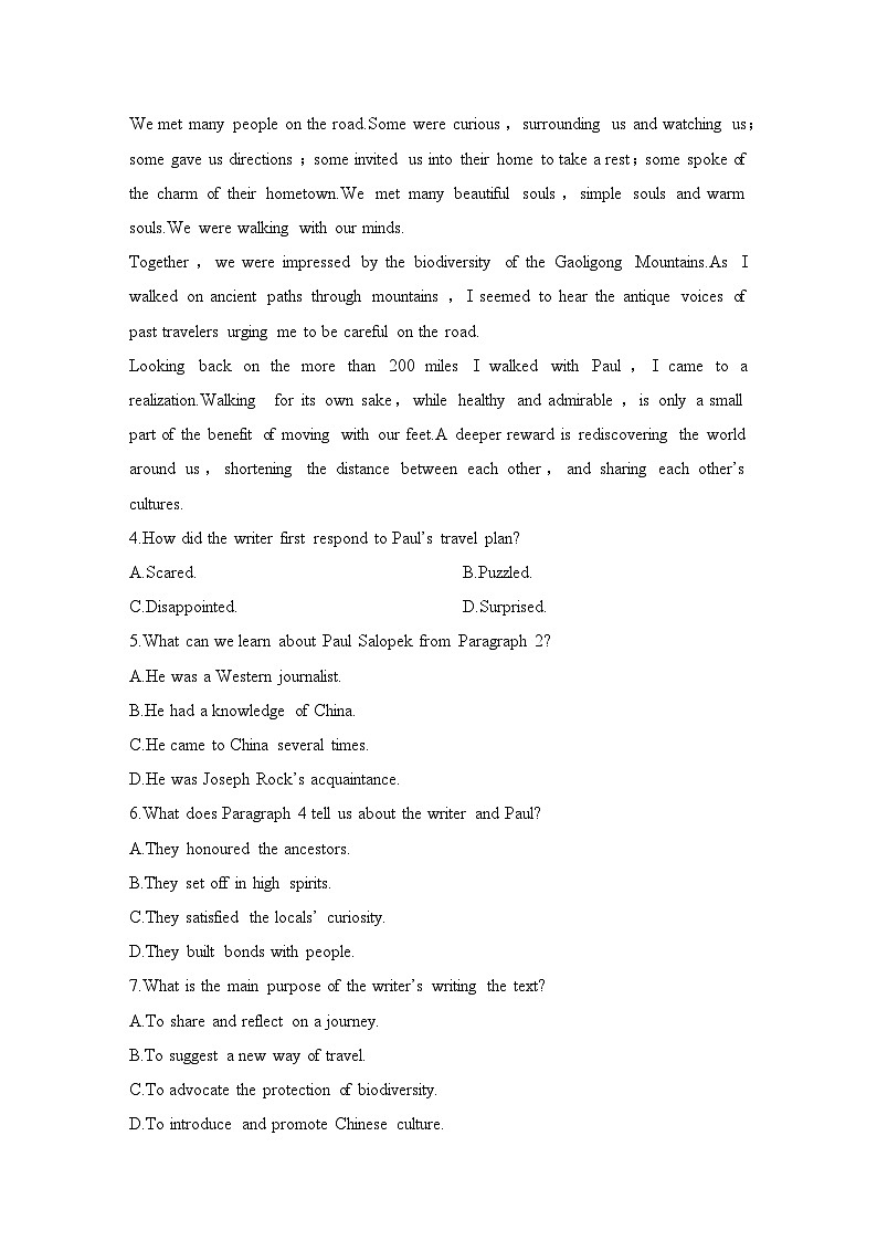 2025届人教版(2019)高中英语一轮话题复习高考题型练：话题24　旅游与各国标志性风物（学生版）第3页