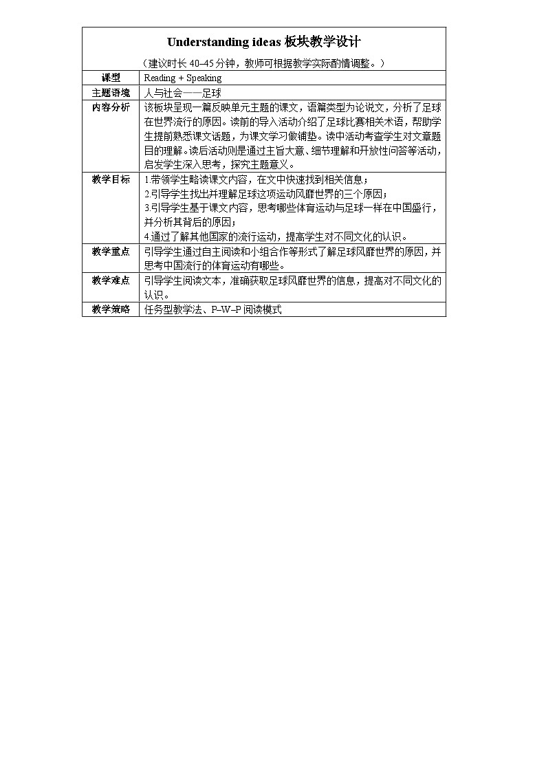 Unit 3 On the Move 教学设计（表格式,，6课时）第3页