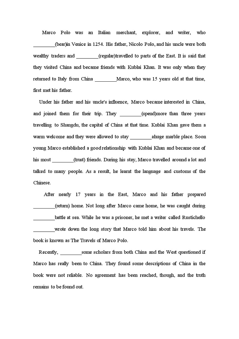 专题30 备战高中高考英语语法填空（原卷版）第2页