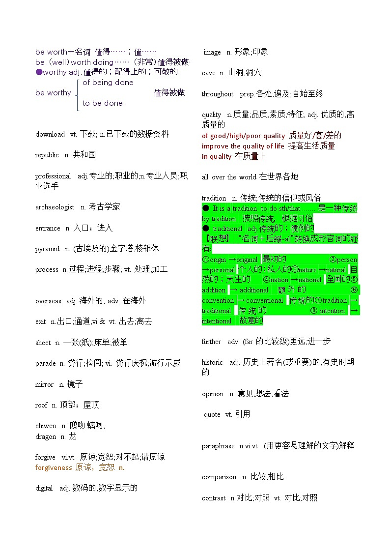 必修第二册 Unit 1-高考英语一轮复习重难词汇过关练（人教版2019）第3页