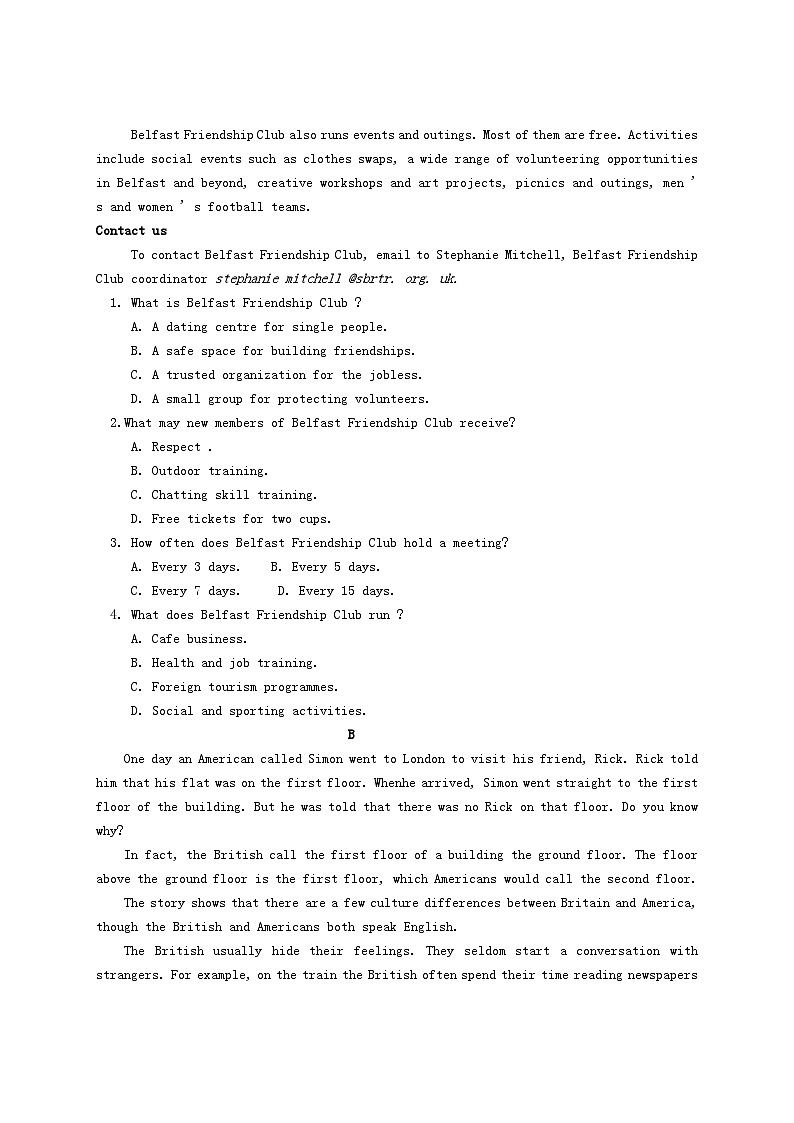 新疆伊犁可克达拉市2023_2024学年高二英语上学期第一次月考试卷无答案第2页