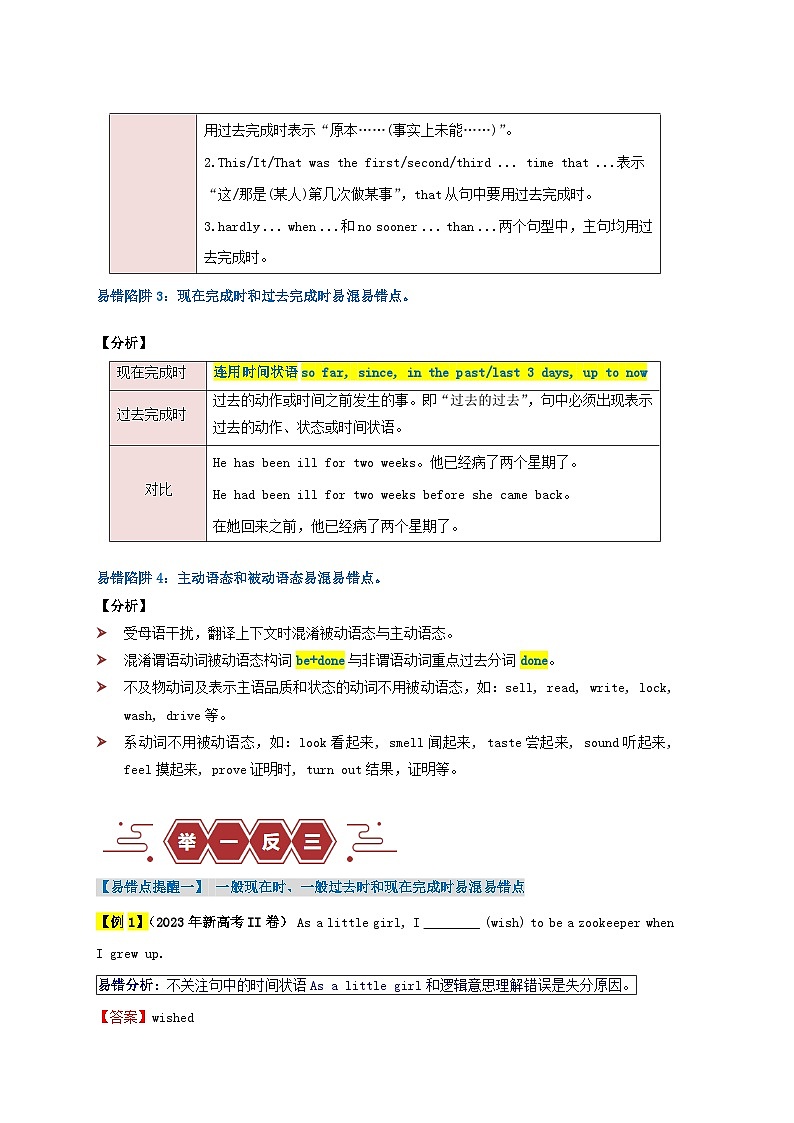 新高考专用备战2024年高考英语易错题精选易错点07动词的时态和语态4大陷阱教师版练习第2页