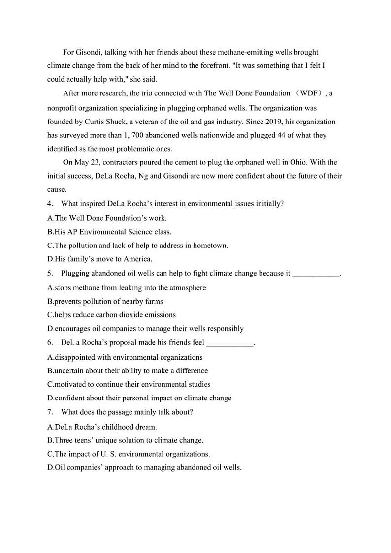 2025届福建省龙岩市上杭县第一中学高三上12月月考英语试卷(含解析)第3页