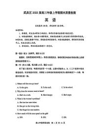 湖北省武汉市武昌区2025届高三上学期期末质量检测-英语试卷+答案