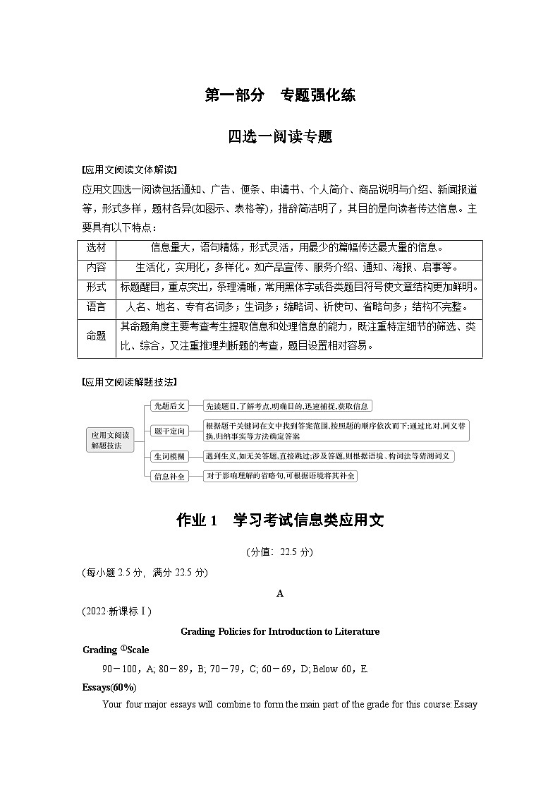 作业1　学习考试信息类应用文--2025年高考英语大二轮复习强化专练（教师版）第1页