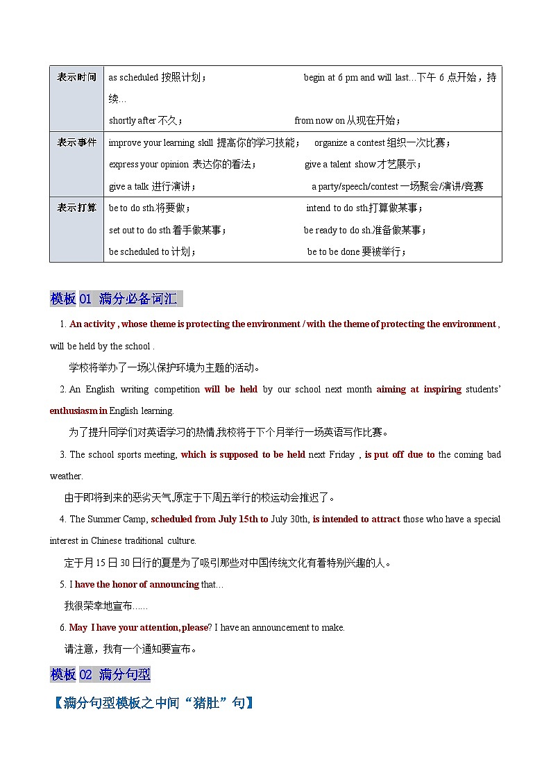 模板02 通知 -原卷版（答题模板）-2025年高考英语答题技巧与模板构建第3页