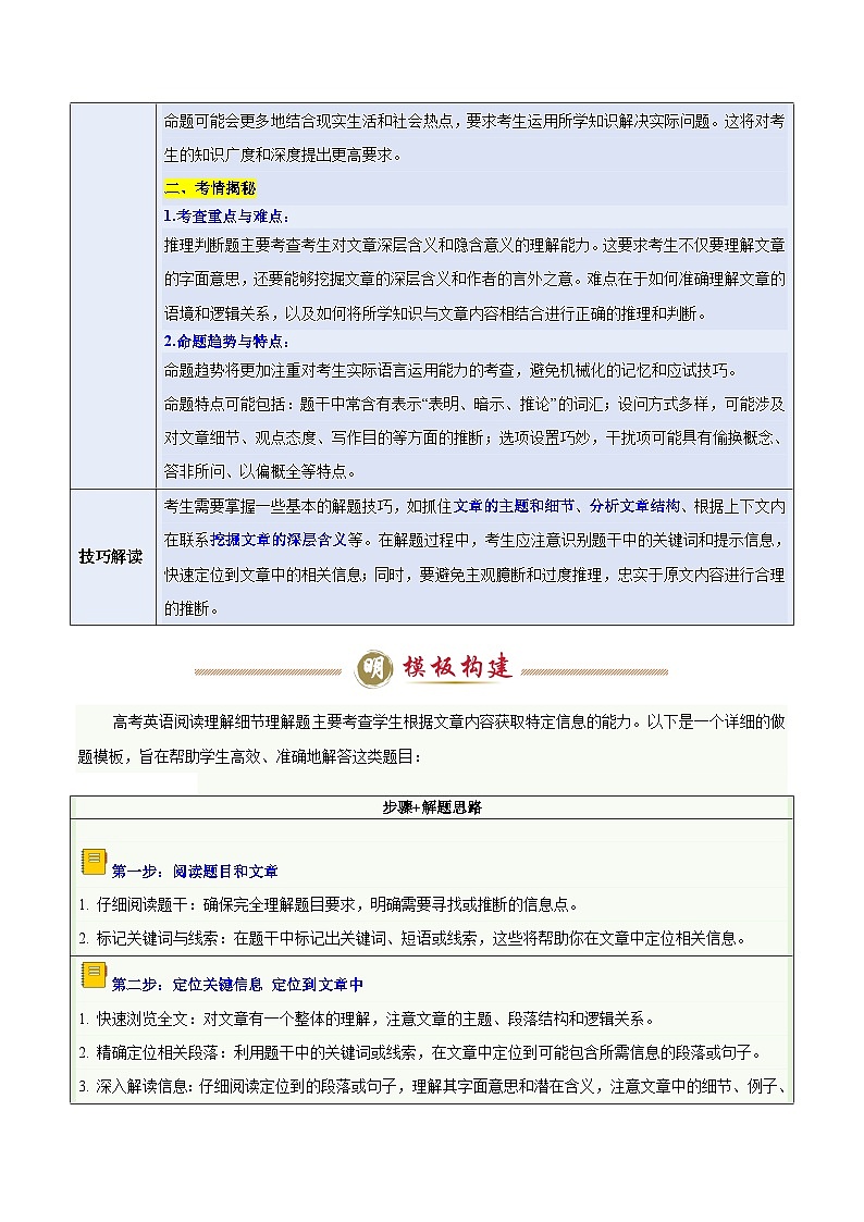 模板02 阅读理解推理判断题-解析版（答题模板）-2025年高考英语答题技巧与模板构建第3页