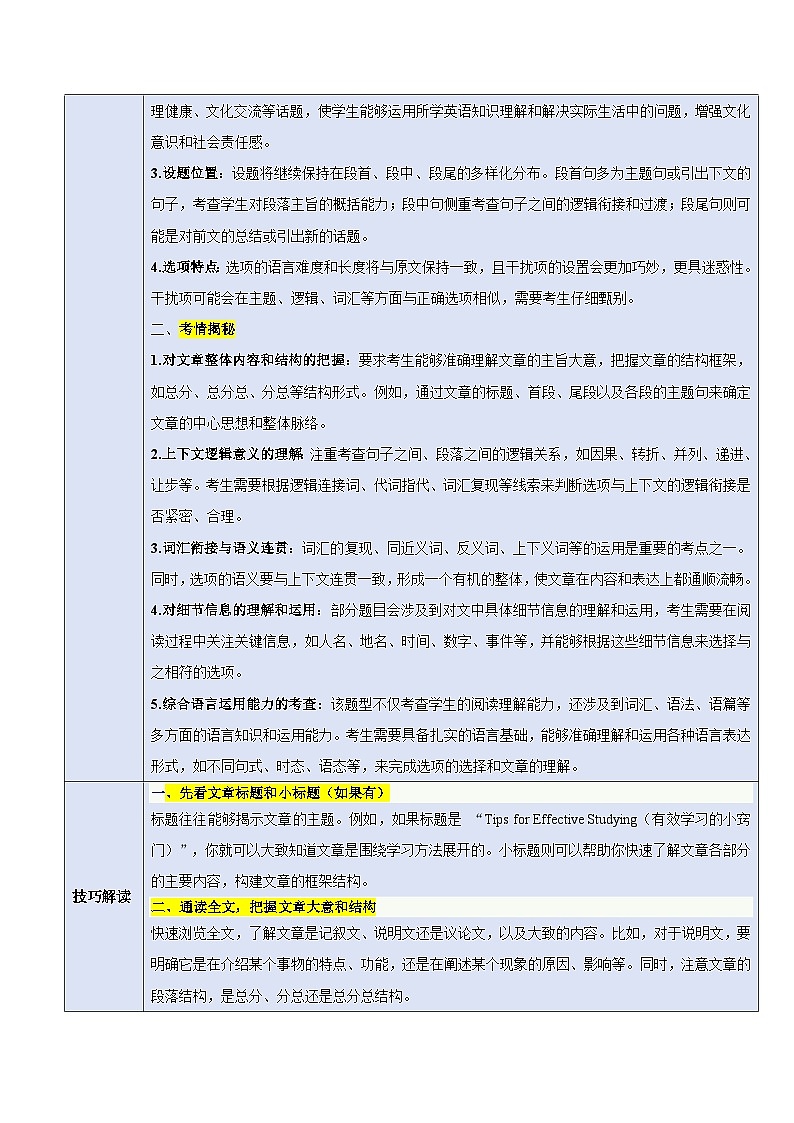 模板05 阅读理解七选五-原卷版（答题模板）-2025年高考英语答题技巧与模板构建第3页