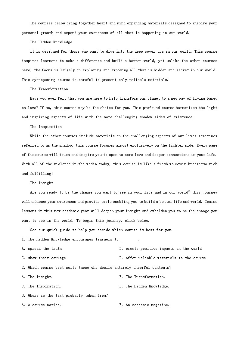 浙江省金华市2023_2024学年高一英语上学期12月月考试题含解析第3页