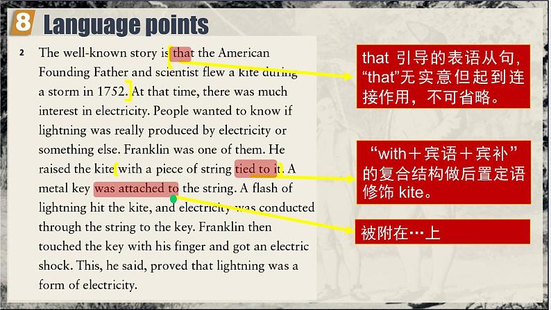 Book 3 Unit 3 Developing ideas language points 语言点  Franklin's experiment 课件第3页