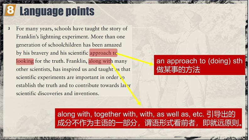 Book 3 Unit 3 Developing ideas language points 语言点  Franklin's experiment 课件第8页