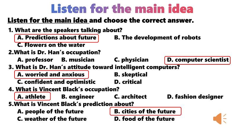 Unit 2 Look into the future Listening and Speaking课件人教版高中英语（2019）选择性必修第一册第5页