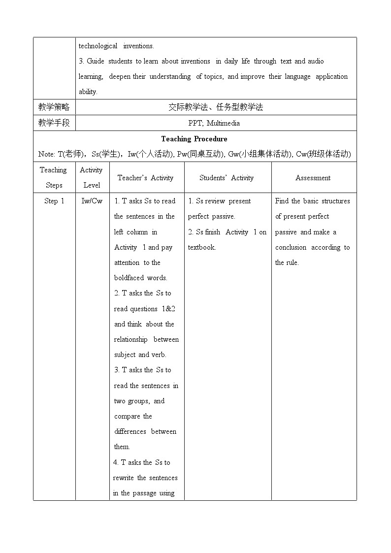 外研社 2024-2025 高中英语 必修三 unit 3 using language grammar 教学设计第2页