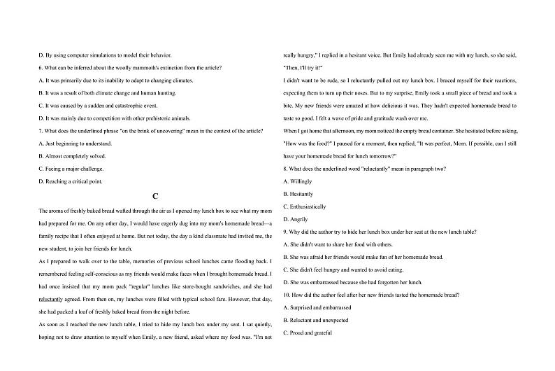 广东省三校2025届高三下学期2月第一次模拟考试-英语试题+答案第3页