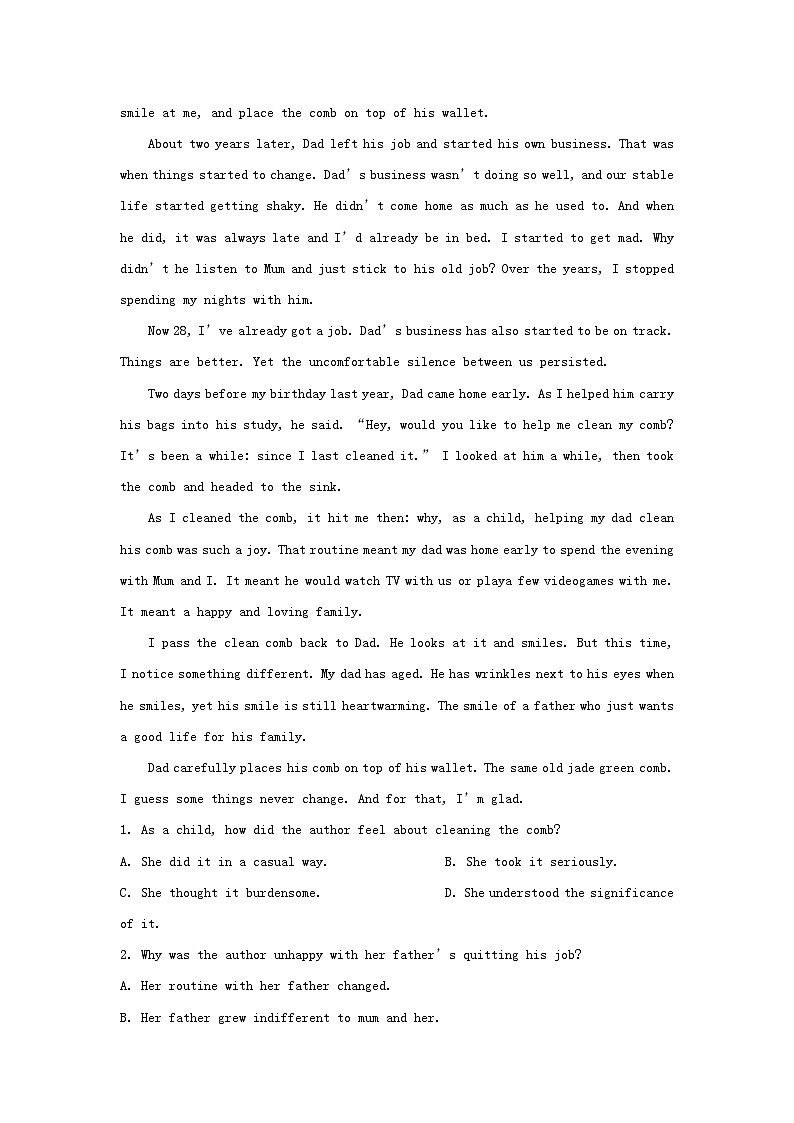 浙江省宁波市2023_2024学年高一英语上学期1月期末试题含解析第3页