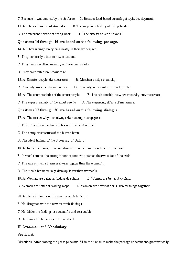 上海市市西中学2024-2025学年高二下学期3月月考英语试卷（原卷版+解析版）第2页