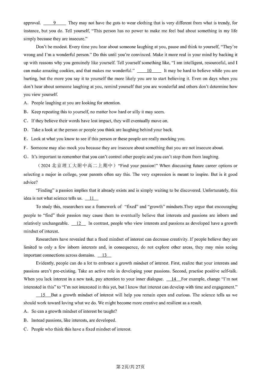 2024北京重点校高二（上）期中真题英语汇编：七选五第2页