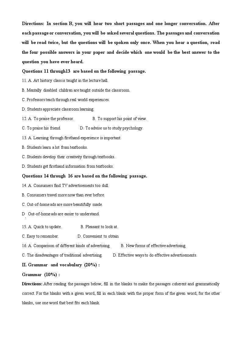 上海市西郊学校2024-2025学年高一下学期3月阶段检测英语试题（原卷版+解析版）第2页