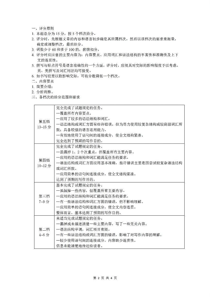 福建省2025届高中毕业班适应性练习卷英语答案第2页