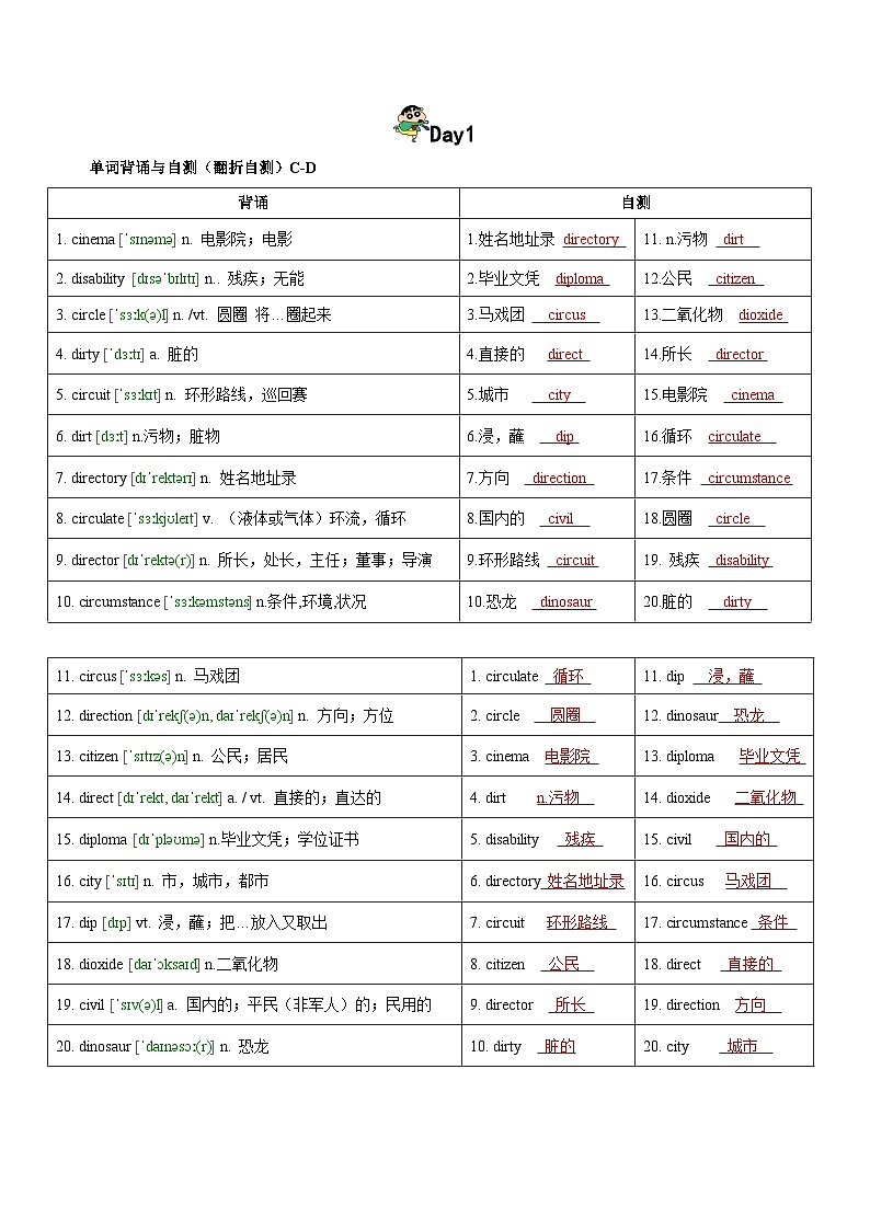 第5轮：3500词高频词汇记背手册10天默写（高考英语单词） -2025年高考英语冲刺抢押秘籍专题讲练（新高考通用）解析版第1页