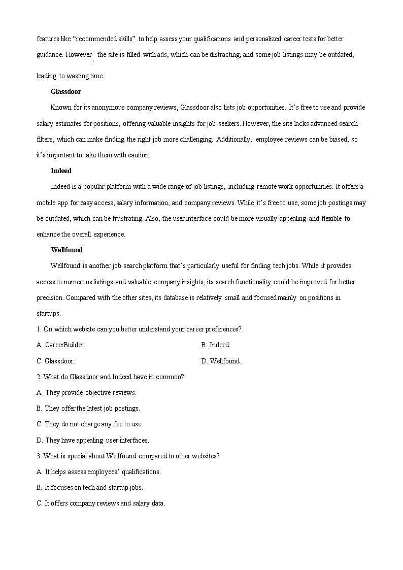 山东省夏津第一中学2024-2025学年高一下学期3月月考英语试题 Word版含解析第3页