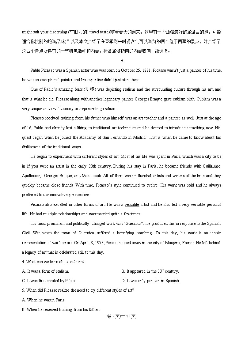 2025届广东省云浮市云安区高三下学期第一次调研模拟测试英语 Word版含解析第3页