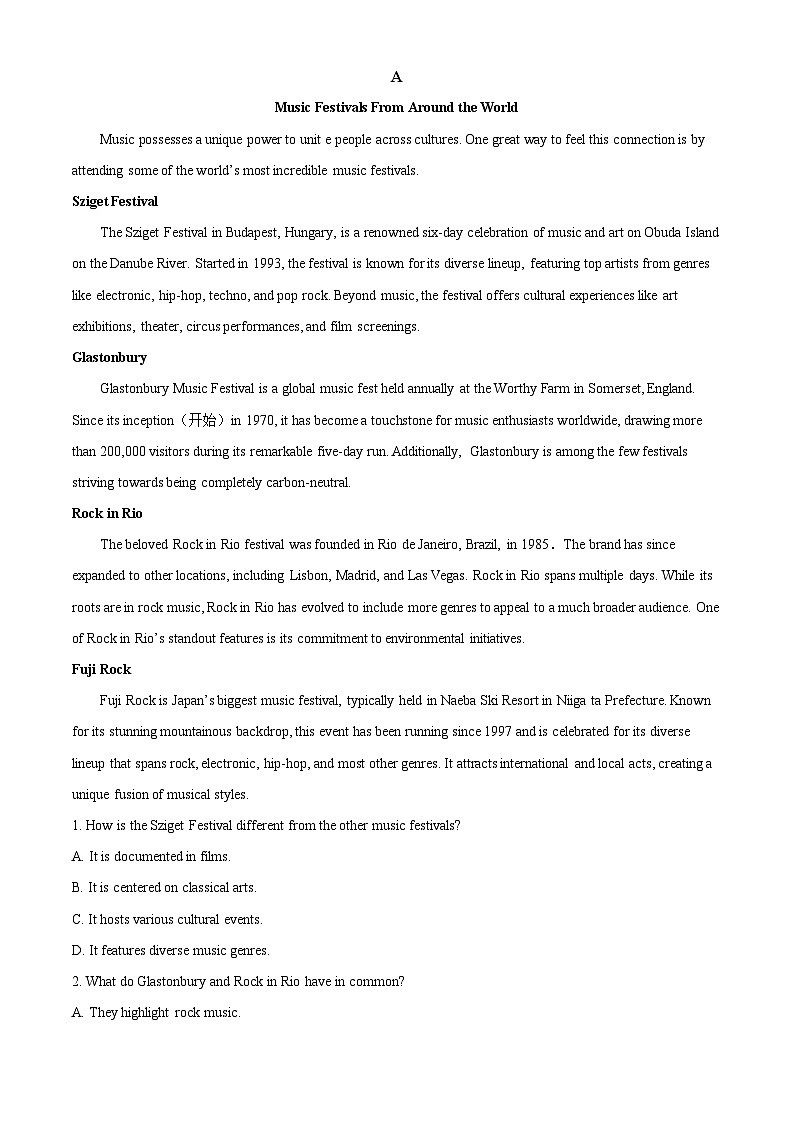 浙江省杭州市联谊学校2024-2025学年高二下学期3月月考英语试题 Word版含解析第3页