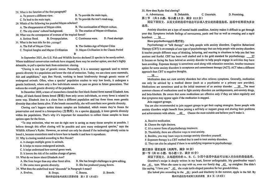 2024届江西省赣州市高三5月二模考试-英语试卷（含答案）第3页