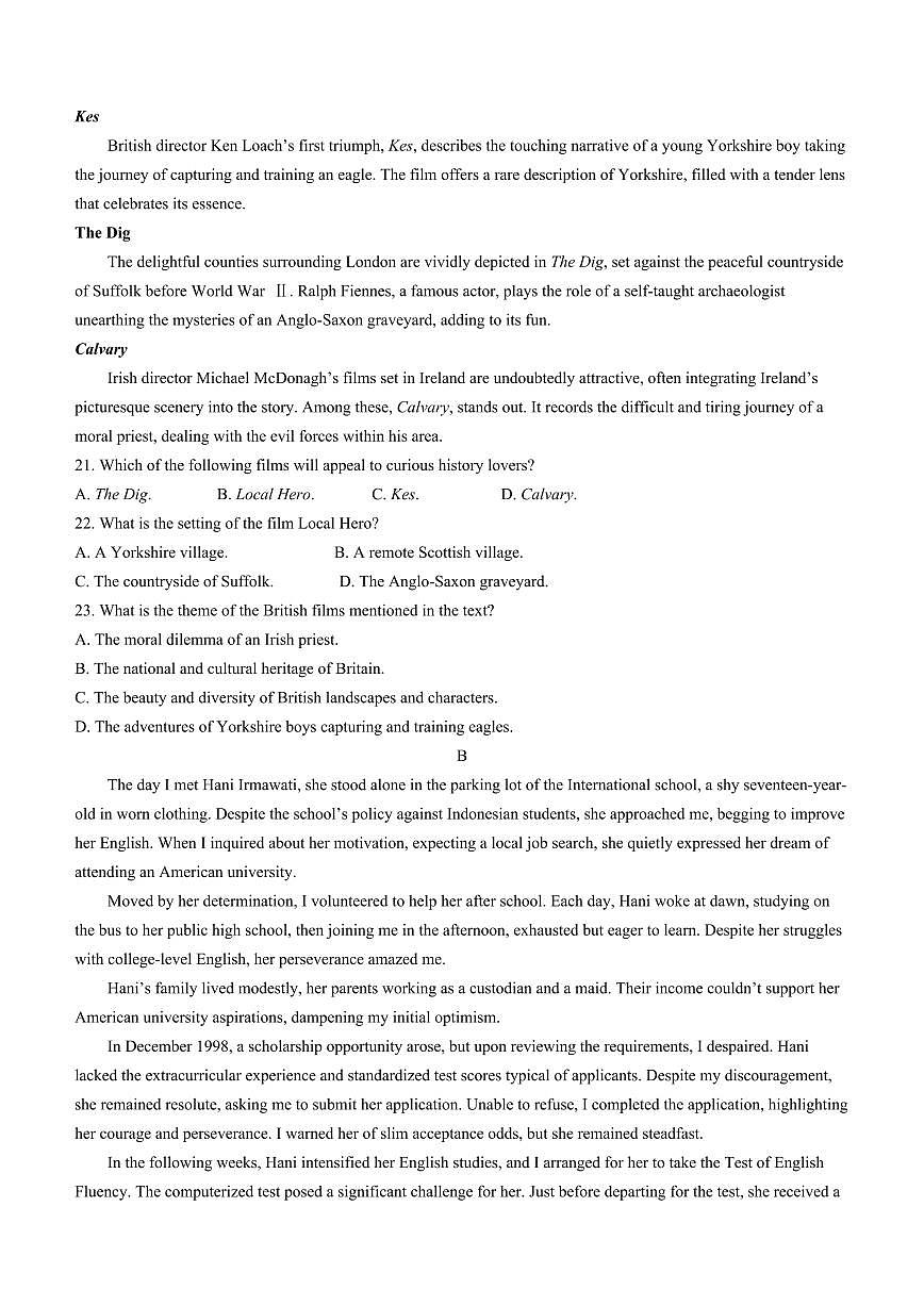 2024届浙江省宁波市高三下学期二模-英语试卷（含答案）第3页