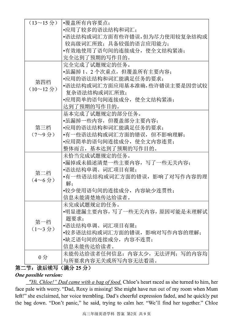 高三英语答案第2页