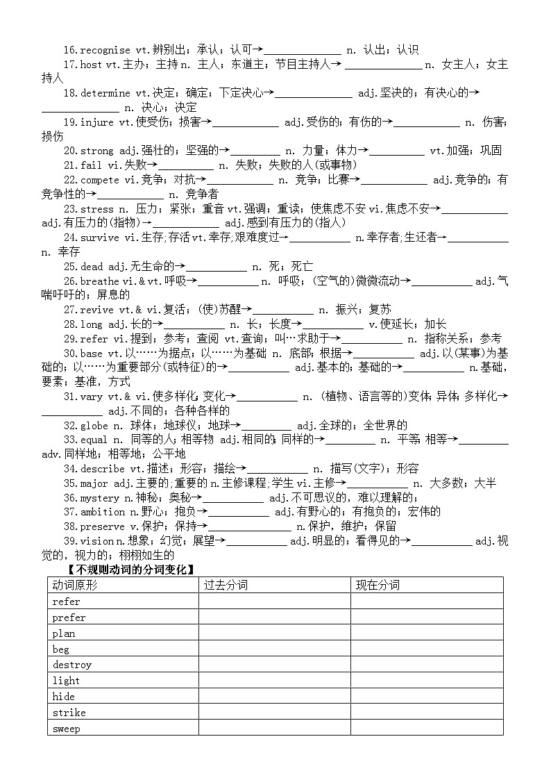 高中英语2025届高考易错词性转换知识积累和练习（共两组）0425第3页