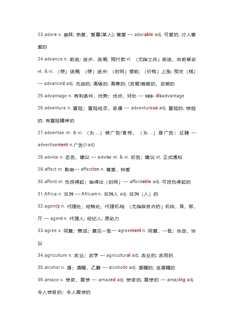 高考英语考试词性转换清单第3页