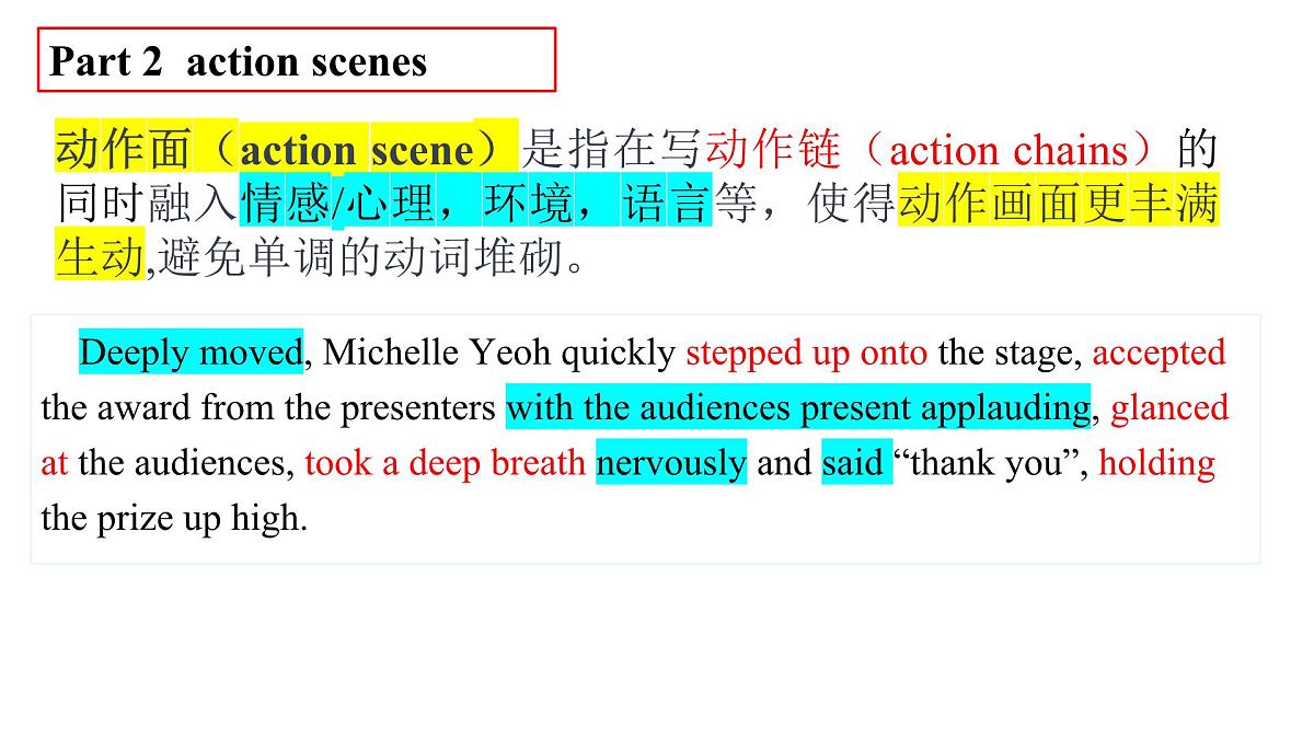 《读后续写微技能之使用动作链与动作面》课件 高考英语专题复习第8页