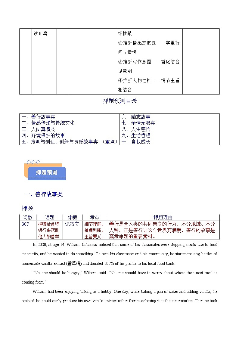 备战2025年高考英语抢分秘籍（新高考专用）猜押阅读理解之记叙文（按话题分类）（教师版）第2页