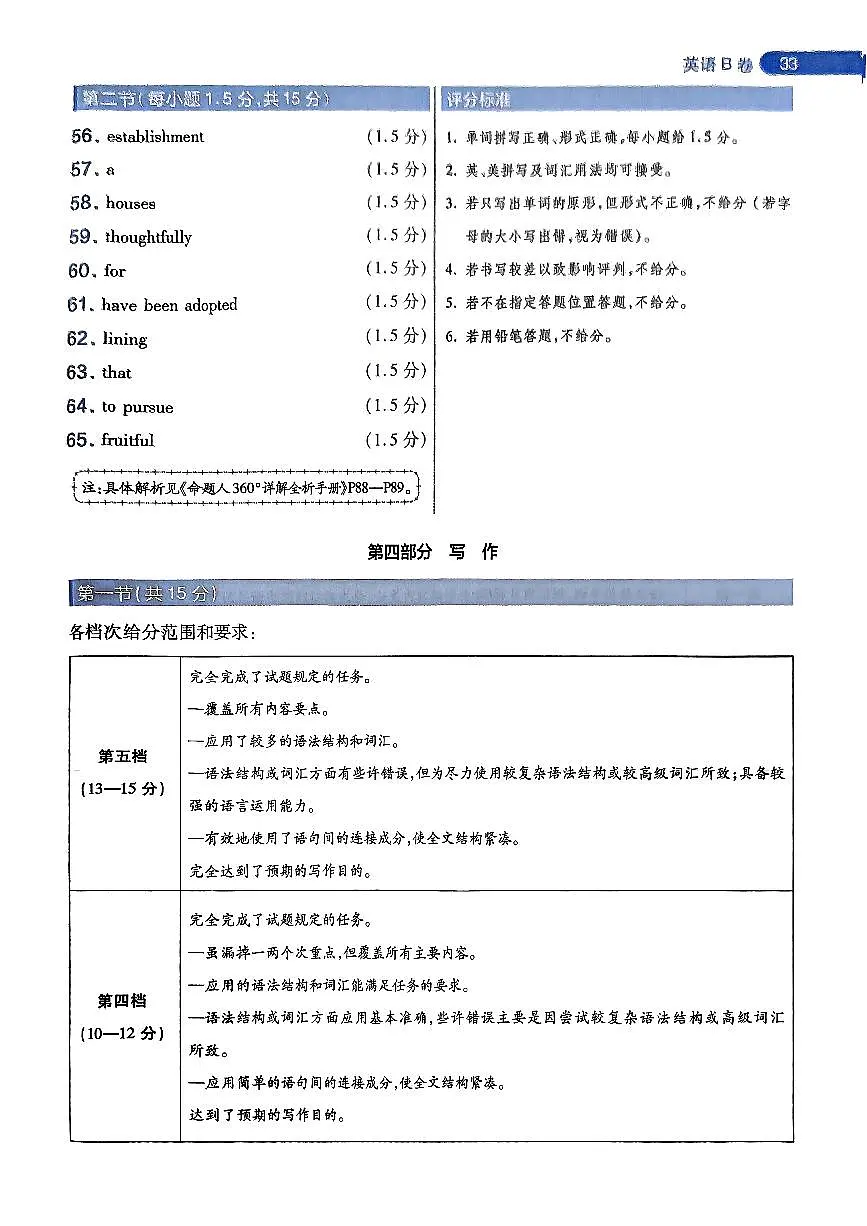 英语AB卷答案-评分标准第2页