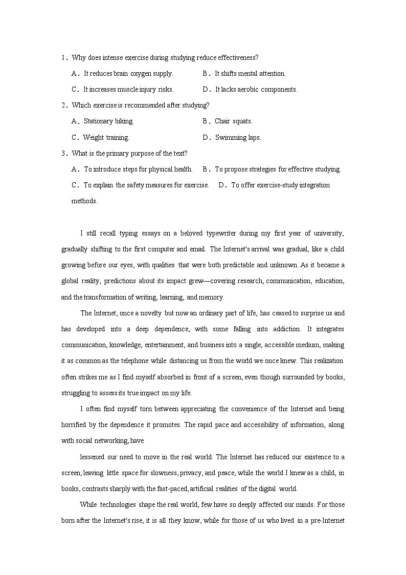 2025届湖北省高中名校联盟高三下学期第四次联合测评英语试题（无答案）第2页