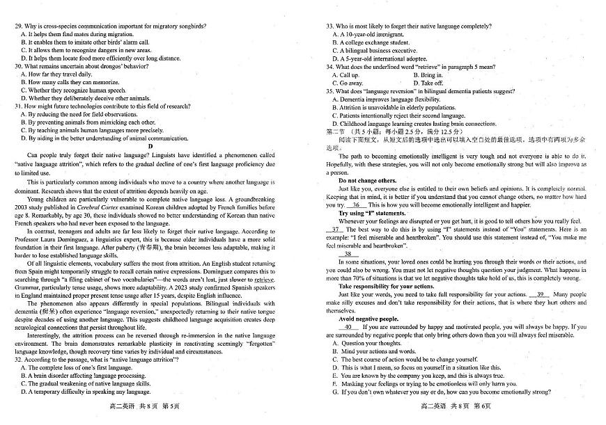 辽宁省重点中学协作校2024-2025学年高二下学期期中考试 英语 PDF版含答案第3页