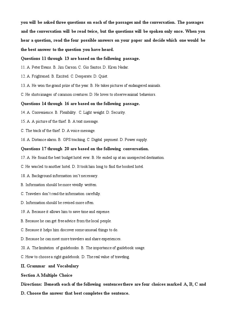 上海市徐汇区上海中学2024-2025学年高一下学期期中考试英语题（原卷版+解析版）第2页