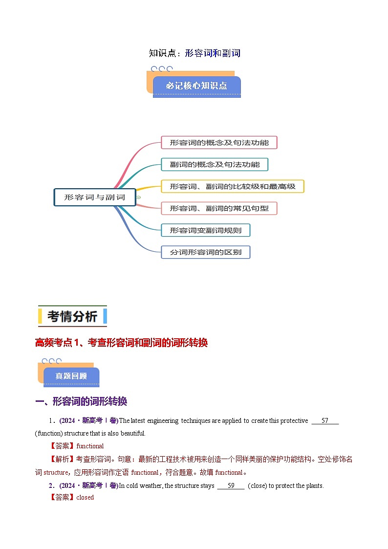 查漏知识专题06形容词和副词(思维导图+高频考点+必备知识+模拟新题+押题预测)（解析版）-2025年高考英语总复习（核心语法梳理）第2页