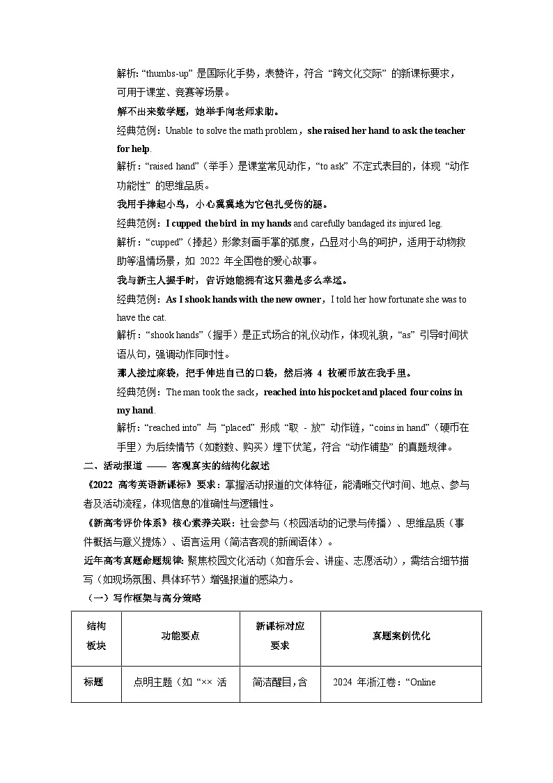 【2026年高考一轮英语备考】写作材料：应用文之手部动作描写与活动报道专项突破 第6周 讲练（适用于全国高考备考）第3页