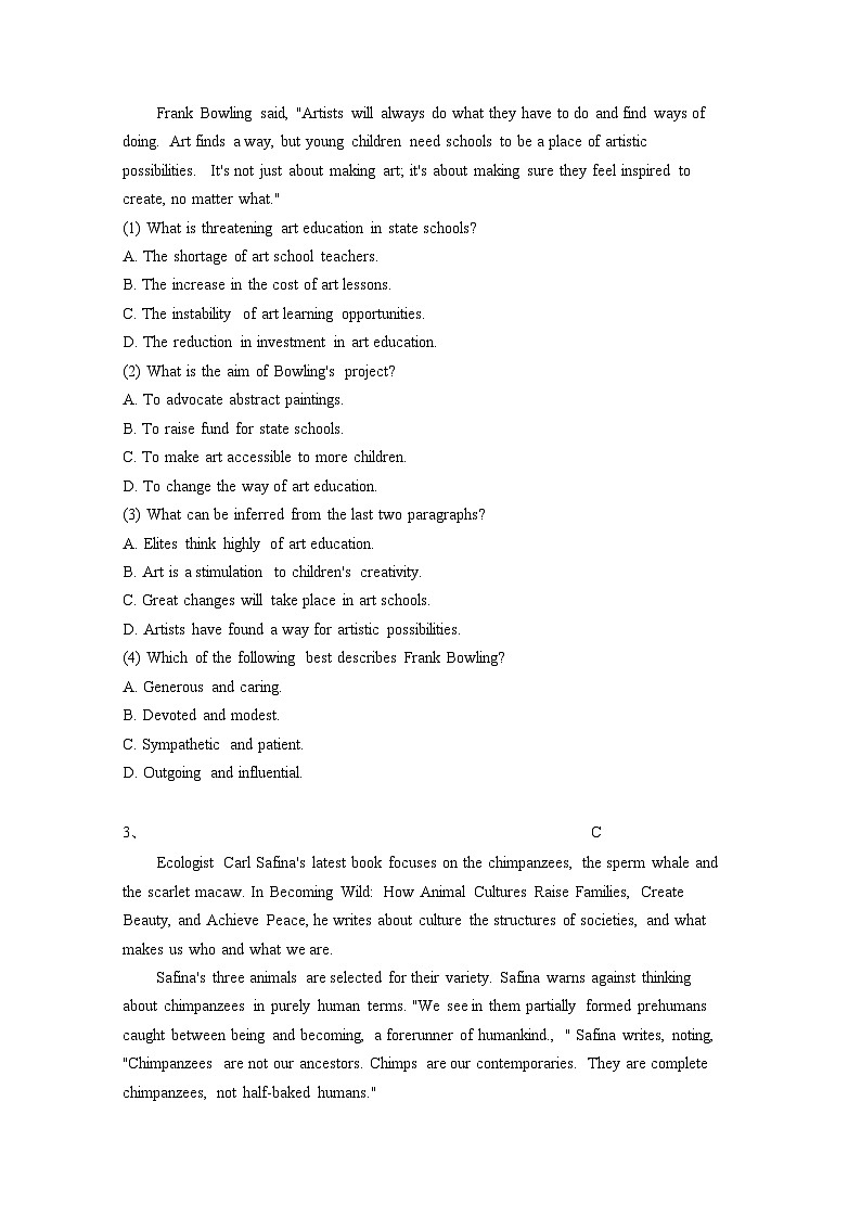 2024届 浙江慈溪宁波高考英语模拟试卷(二模)有答案第3页