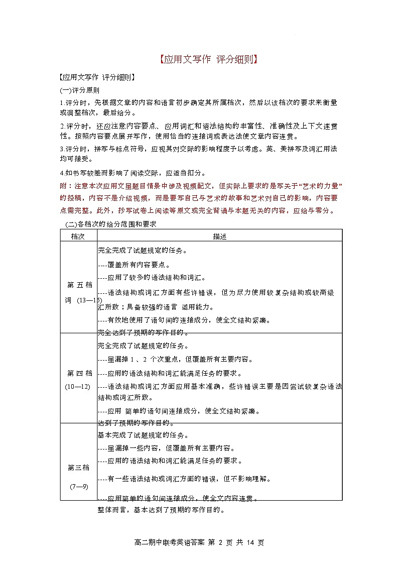 高二期中英语答案及评分细则(1)第2页