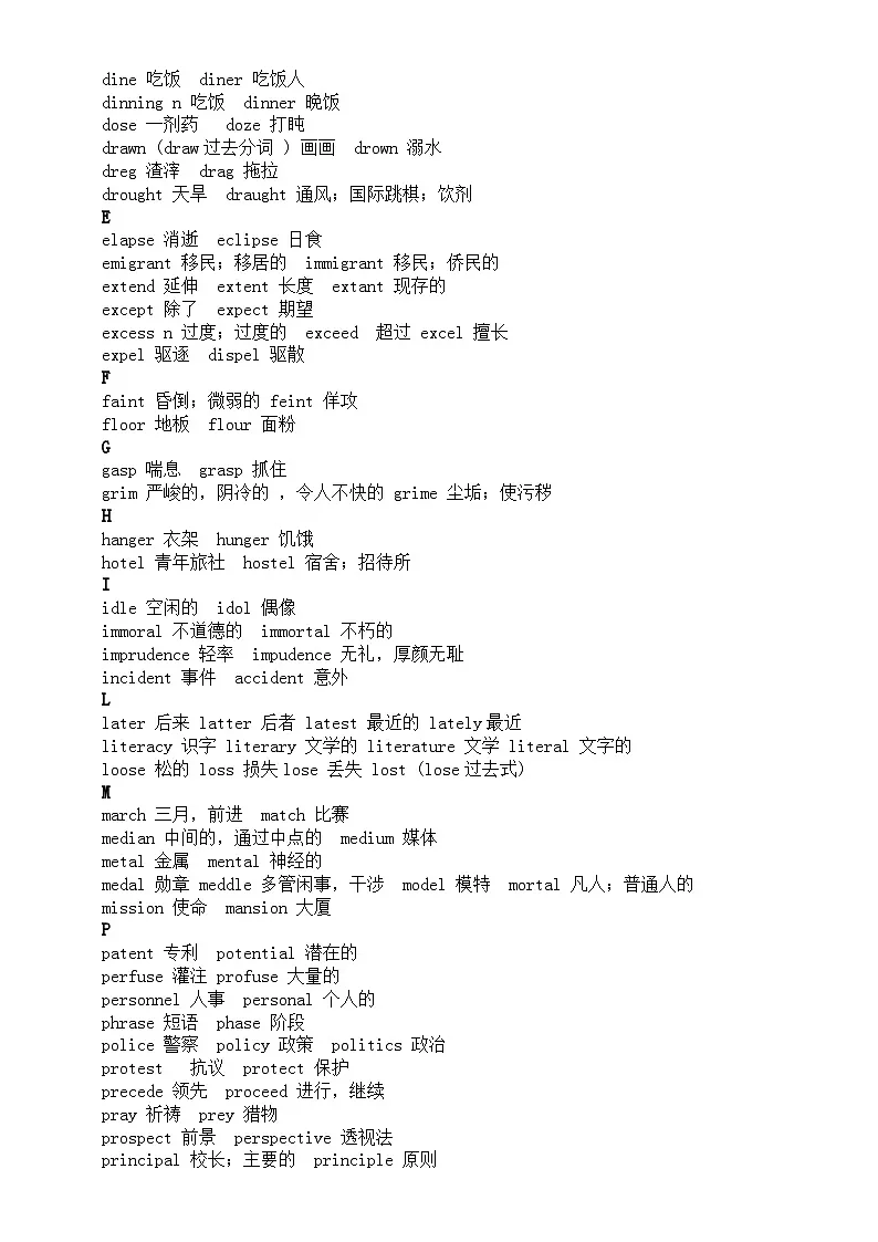 高中英语2025届高考真题常用形近词辨析第2页