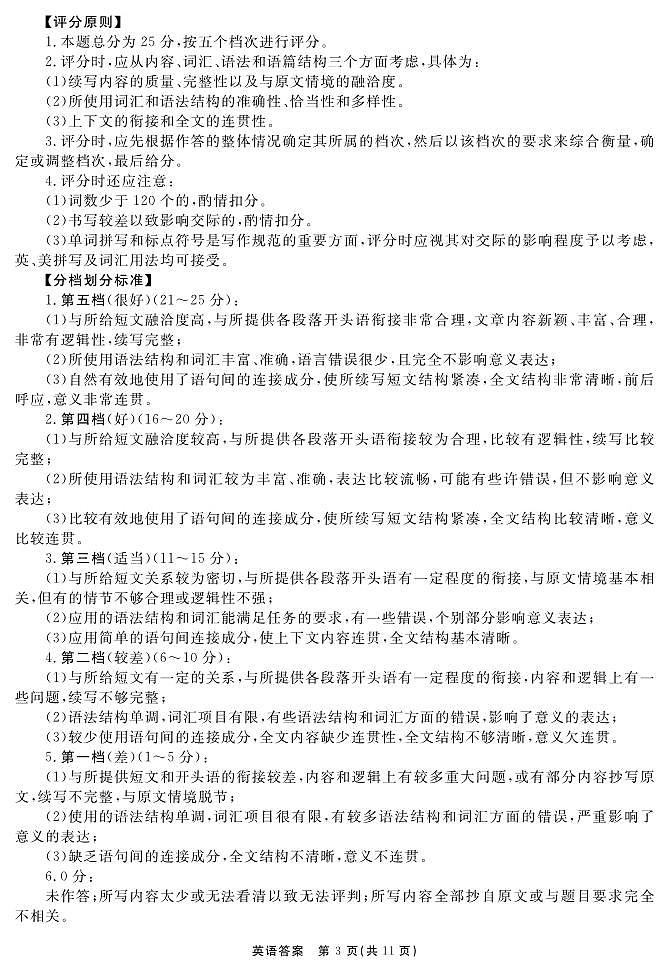 安徽省合肥一六八中学2025届高三最后一卷英语答案第3页