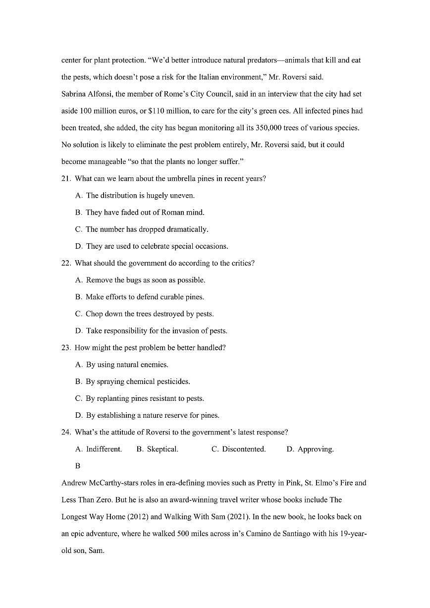 2024_2025学年河南驻马店新蔡县高二第二学期7月期末英语试卷[有答案]第2页