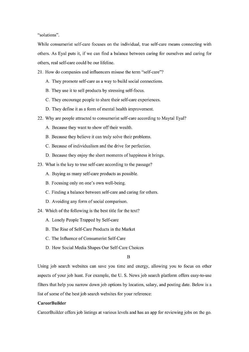 河南驻马店新蔡县2024_2025学年 高一第二学期开学考试英语学情试卷[带答案]第2页