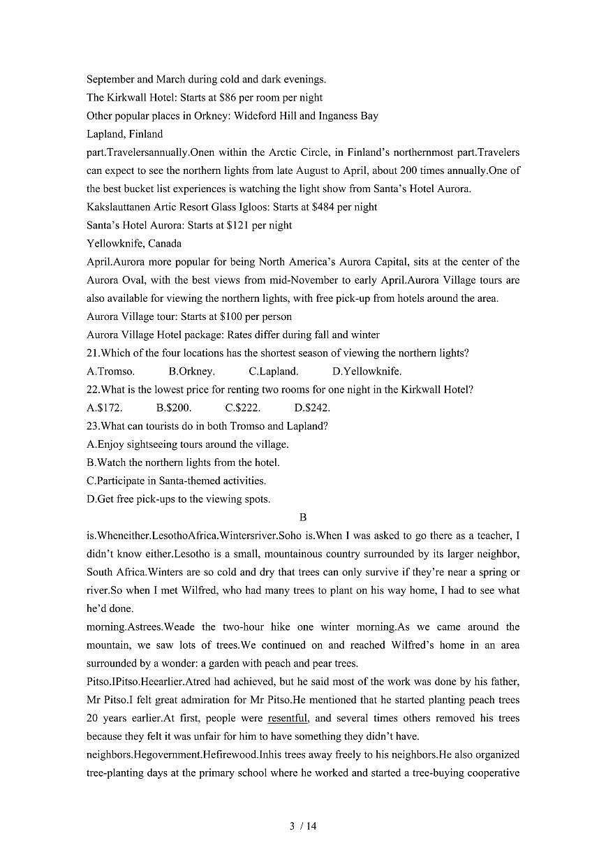 黑龙江哈尔滨2024_2025学年 高二第二学期开学初考试英语学情试卷[带答案]第3页