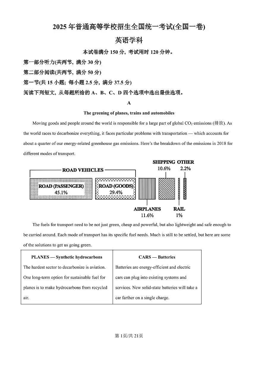 英语（解析版）第1页